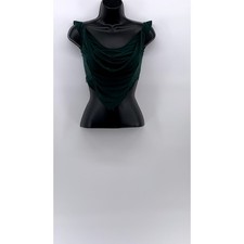 PRETTYLITTLETHING Women's Dark Green Drapey Scoop-Neck Ruffle Corset Top SZ 4