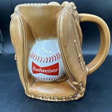 Vintage Budweiser Anheuser Busch Baseball Glove Mitt Stein Mug Drinkware 1995