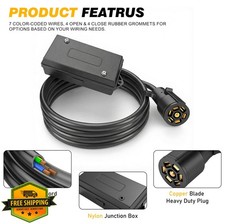 7 Pin Trailer Wiring Harness Kit 12FT with Junction Box and Breakaway Switch