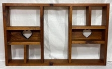 Vintage Wood Heart Cut Out Curio Cubby Wall Shelf Trinket Display Cottagecore