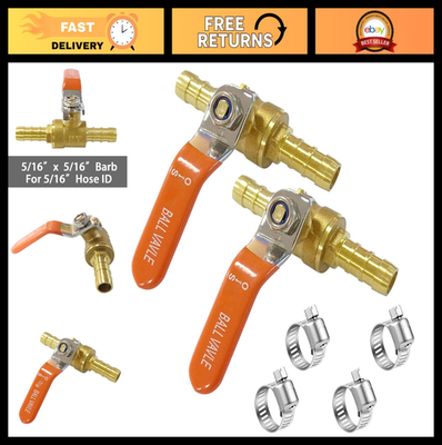 #ad #ad 5 16quot; Brass Ball Valve Hose Barbed Shut Off Valve for Air Gas Fuel Oil 2 $19.99