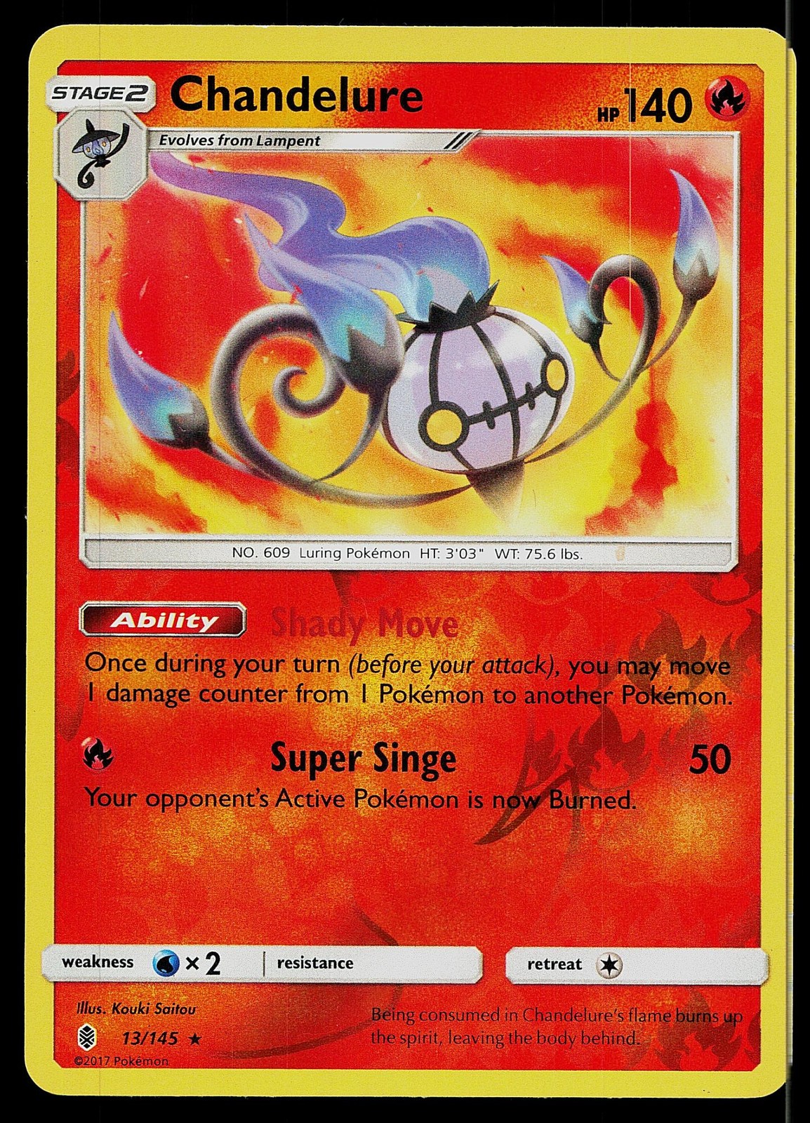 Pokemon Card Guardians Rising Chandelure 13/145 Holo Rare Reverse Holo