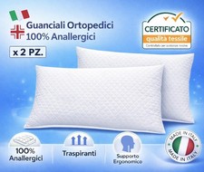 2 Cuscini Ortopedici Letto Anallergici Antiacaro - Guanciali Made In Italy
