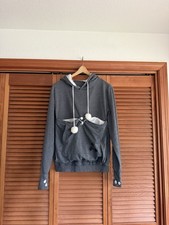 Women s Medium Grey Hooded Long Sleeve Pet Carrier Sweatshirt with Pockets