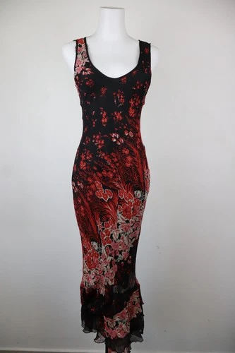 MAX&CO Satin Floral Midi Slip Dress Spaghetti Strap V-Neck Logo 38