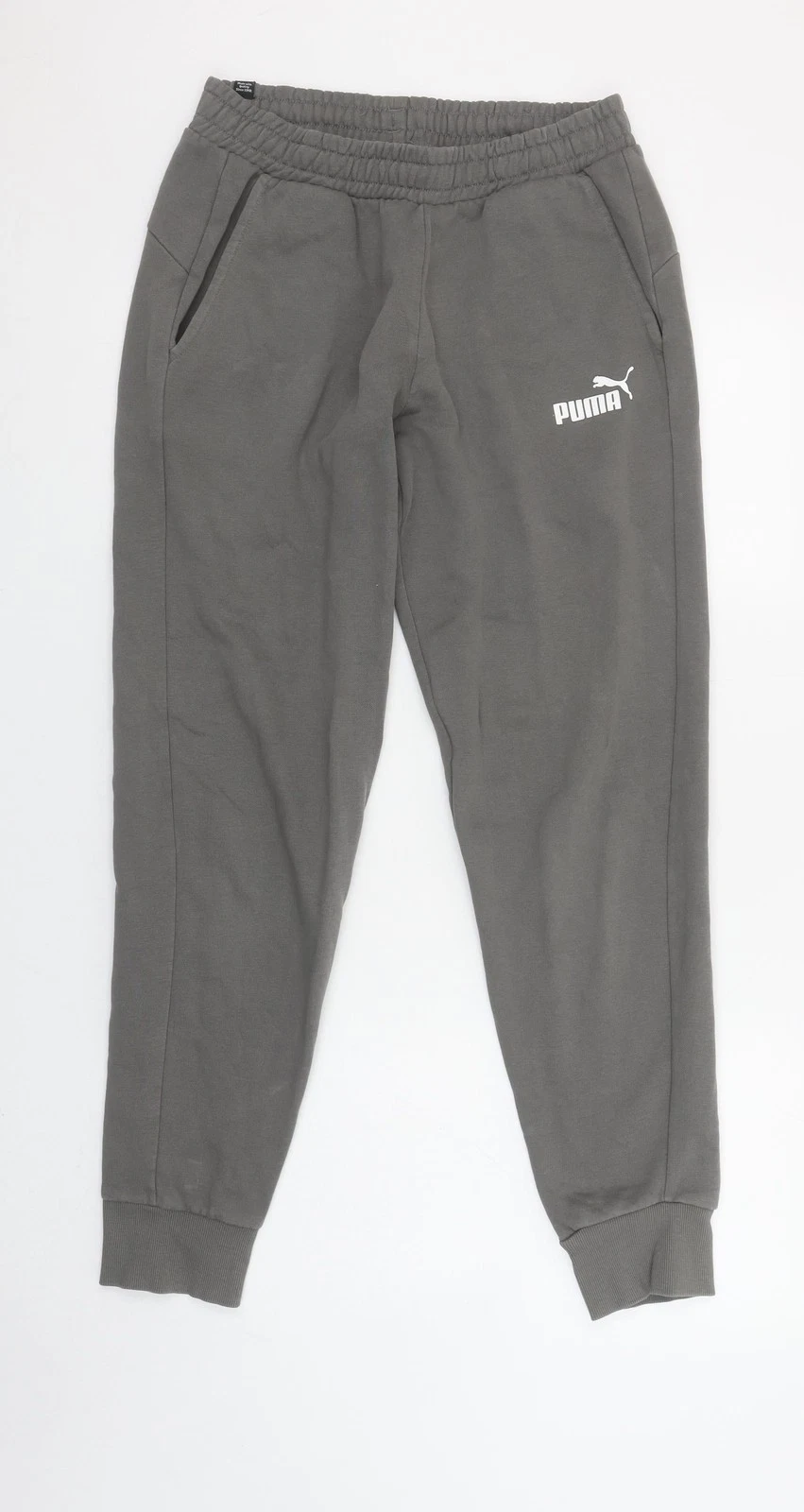 Puma Men's Grey Jogger Sweatpants S Regular Fit Elastic Waist