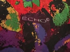 Vintage Echo New York Silk Scarf  Abstract Floral Art  1980s Statement Piece