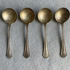 ONEIDA Community Par Plate ROUND BOUILLON SPOONS 5" Set of 4