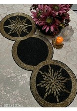 Black And Gold Handmade Beaded Flower Table Runner 12x36"