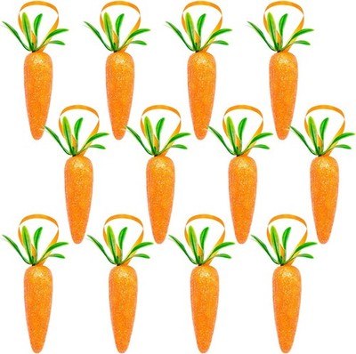 CLESDF Easter Carrot Hanging Ornaments - 12Pcs Premium Foam Glitter Artificial C