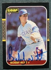 Texas Rangers Bobby Witt Sr signed autographed 1987 Donruss Leaf Baseball Card +