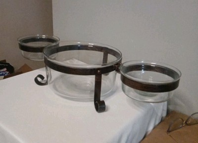 BirdRock Home Glass Chip N' Dip Serving Bowl Set 