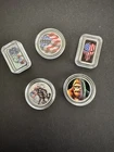 SILVER Punisher/flag/Bigfoot set of  5  1 Gram .999 Fine Silver Colorized coins