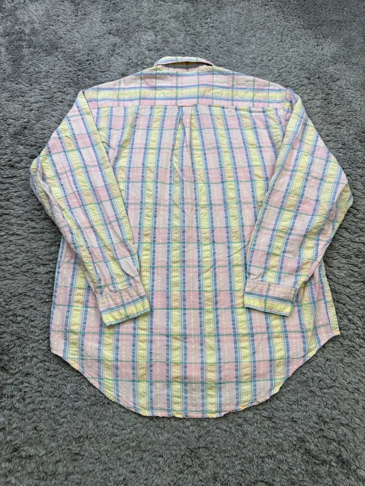 Duck Head Shirt Men Medium Pink Plaid Seersucker Long Sleeve Button Down Preppy - Image 2 of 4