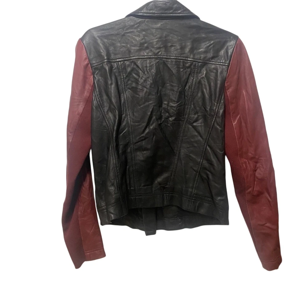 Chaqueta halógena de cuero genuino para mujer M negra y roja  Foto 2 de 3