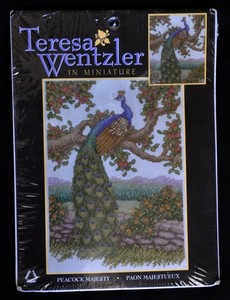Teresa Wentzler Miniature Counted Cross Stitch Peacock Majesty 5x7 Complete Kit
