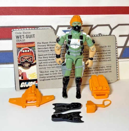 GI Joe Wet Suit 1986 v1 *NEAR COMPLETE w/Card, Nice Condition* Vintage Wetsuit