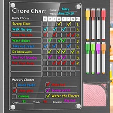 Acrylic Magnetic Chore Chart for Chores Chart Fridge Refrigerator 8"x12"