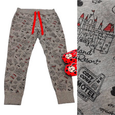Disney Parks VTG Rare Mickey Minnie Mouse Grey Pajama Pants Large