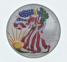 2000 Beautifully Painted/Sticker American Silver Eagle 1 Oz. .999 Fine *549