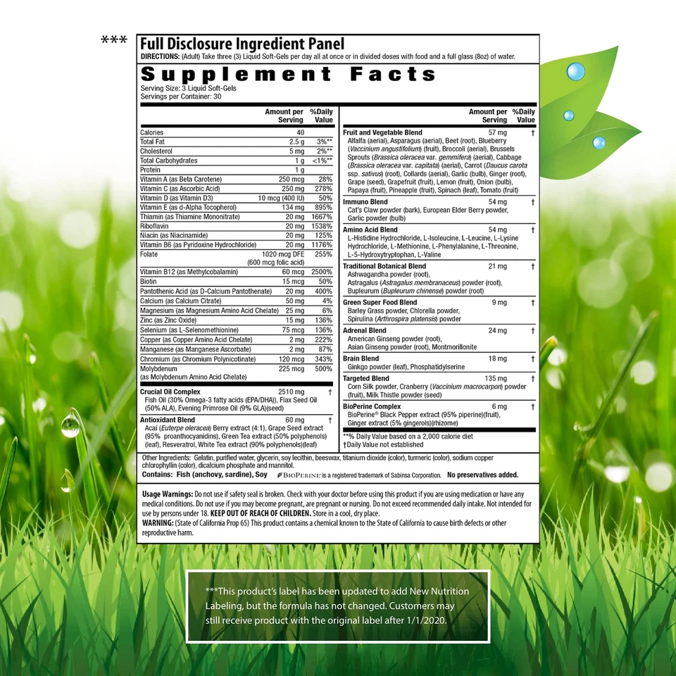 Women's Living Green Liquid Gel Multi Herbal Supplement 90 Count Softgels - Изображение 2 из 3