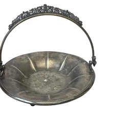 Vintage Forbes Silver Co Quadruple Plate Brides Basket Bowl USA 218 Ornate