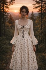 SHEIN Cream Floral Long Sleeve Dress