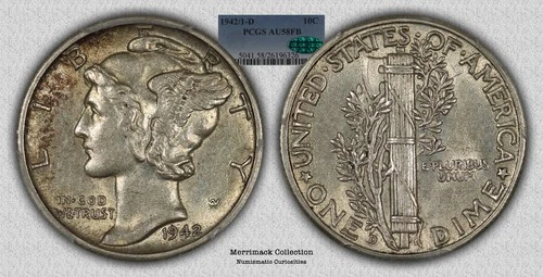 1942/1-D Mercury Dime PCGS AU58 FB CAC