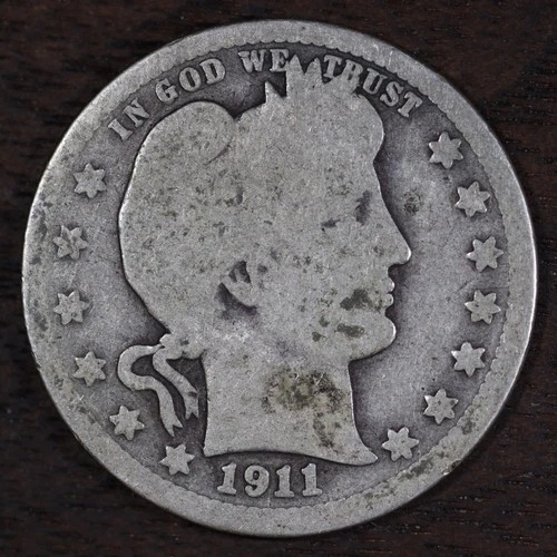 1911 P • Barber Quarter 25C - G++++ Circulated - 90% Silver USA *Old Coin!* #23
