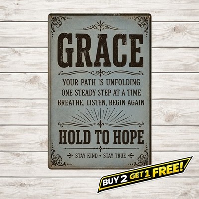Ornate Corner Border Faith Quote Typography Metal Tin Wall Decor 8x12