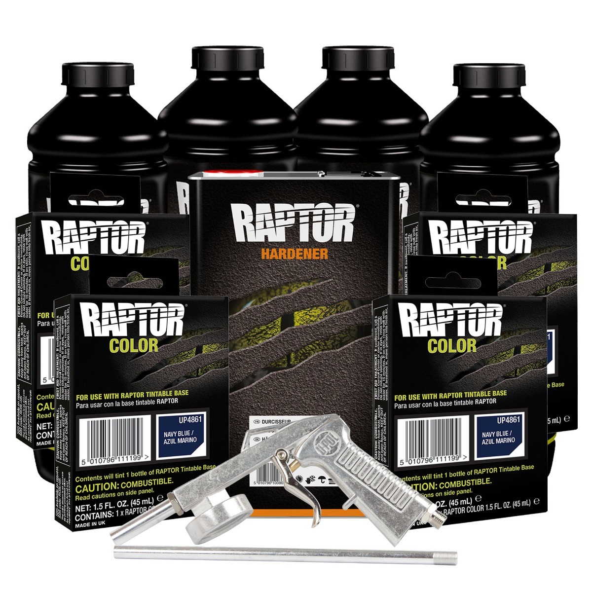 U-POL 821 + 4861 Navy Blue 4L Raptor Spray-On Truck Bed Liner Kit