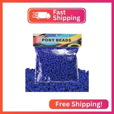Blue Pony Beads 1200Pcs 6x9mm Hair Beads,Pony Beads Bulk,Beads for Bracelets Ma