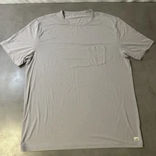 Men's Vuori Linear Tech Tee Shirt Performance Stretch V196 Tan Brown Striped XL