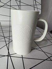 CERAMIC MATTE ETCHED STARBUCKS TALL COFFEE MUG With Logo - 2017 12 fl (m4)