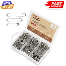 Safety Pins, 150 PCS Safety Pins Assorted, 3 Different Sizes Silver Safety Pins