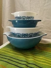 Pyrex Apollo 11 Horizon Blue Cinderella Bowls complete set 441-444 EUC (D)