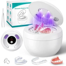 Upgraded Ultrasonic Retainer Cleaner Machine, 45Khz Ultrasonic Dentures Cleaner 