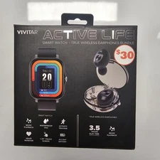 Vivitar Smart Watch with Wireless Earbuds Fitness Tracker Headphone Workout