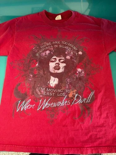 Red T-Shirt with Vampire and Werewolf Design - product listing photo