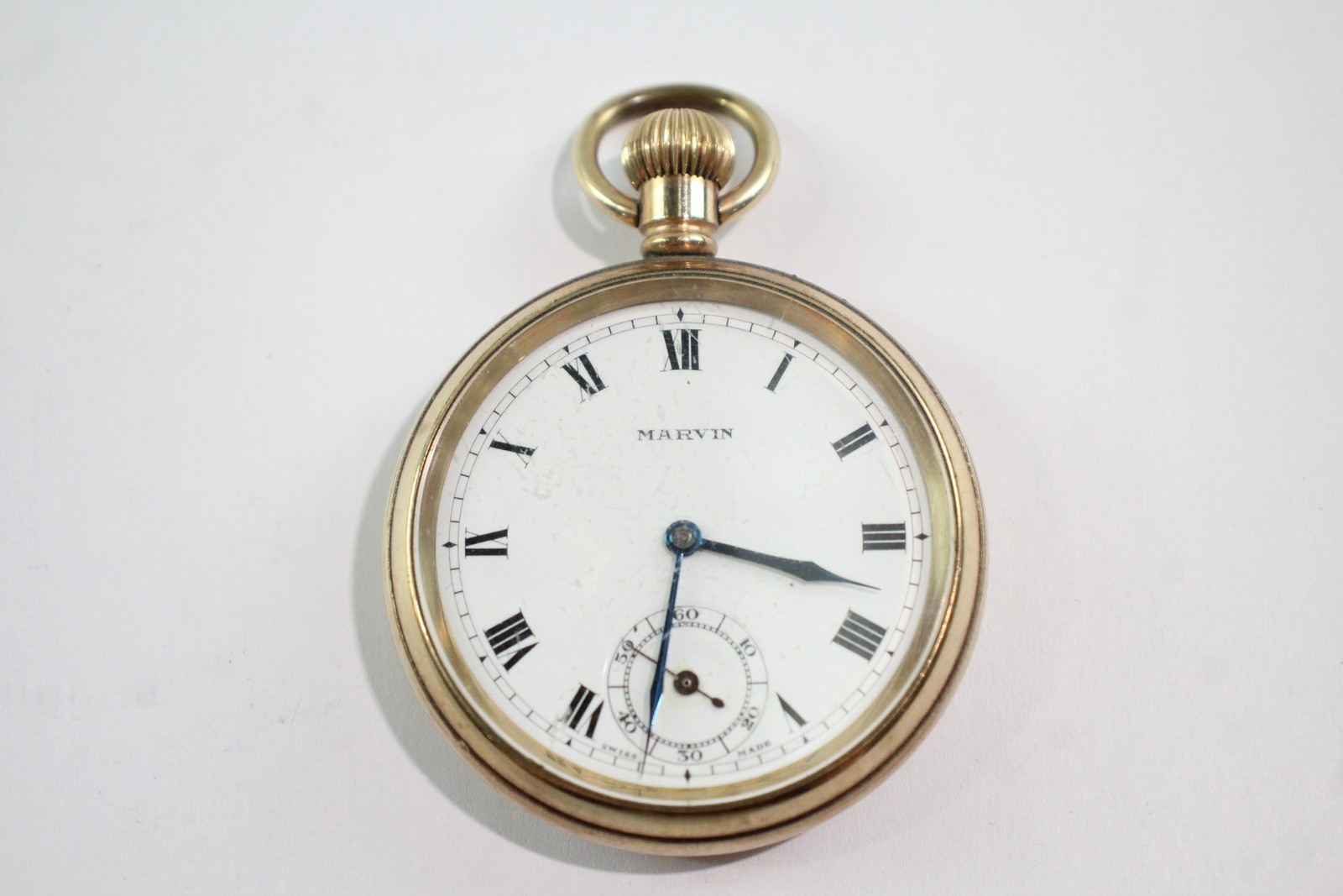 Watch Face Marvin Rolled Hand-Wind Vintage Gold Pocket WORKING Open - vintagewatches.pk