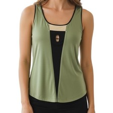 Top JAMIE SADOCK Aguacate y Negro Sin Mangas Espalda Corredora Nuevo con Etiquetas $50 Talla Pequeña