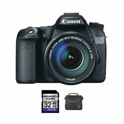 Canon EOS 70D DSLR Camera w/18-135mm Lens + 32GB & Case