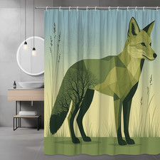 Fox Shower Curtain Geometric Forest Animal Print
