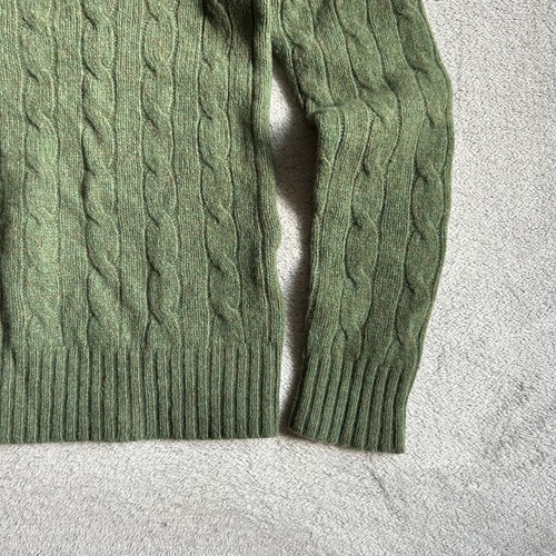Polo Ralph Lauren Green Olive Women Cable Knit Sweater Wool Cashmere Size M - Picture 6 of 10