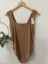 Aerie Smoothez Women's Thong Bodysuit Smoothing Shaping Square Nude Sz XL- NWT