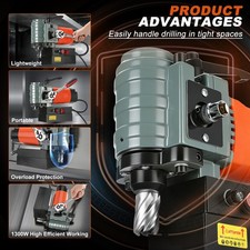 Magnetic Drill 1300W 2248 lbf Portable Mag Drill Press 1.4in Boring Diameter