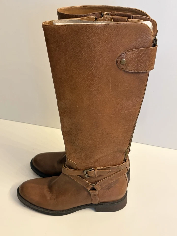 Botas de campo occidentales Enzo Angiolini para mujer 7,5 cuero marrón cremallera lateral Foto 3 de 4