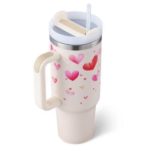 40oz Stainless Steel Tumbler with Handle Straw Insulated Spill-Proof Lid - Picture 6 of 13
