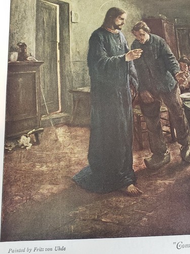 Come Jesus Be Our Quest By Fritz Von Uhde 1925 Copyright Pic Review - Picture 2 of 5