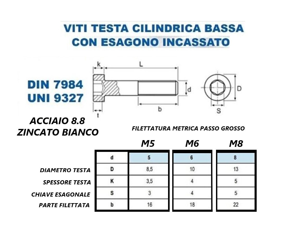 VITE TCEI TESTA RIBASSATA IN ACCIAIO INOX A2 M 5X 12 DIN 7984 - Foto 10